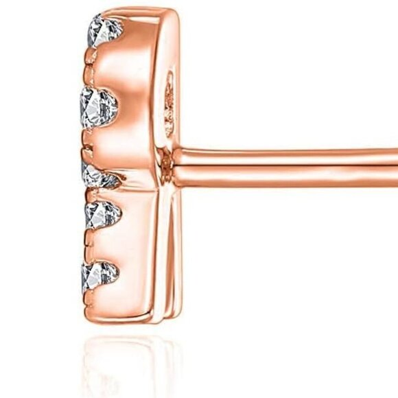 Hypoallergenic 14K Rose Gold Stud Earrings with Personalized Initials & Sparkle - Picture 1 of 5